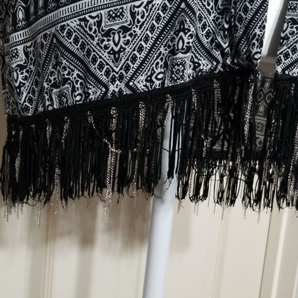 COPPER KEY Geo Print Fringe Kimono Size S/M - Picture 4 of 7